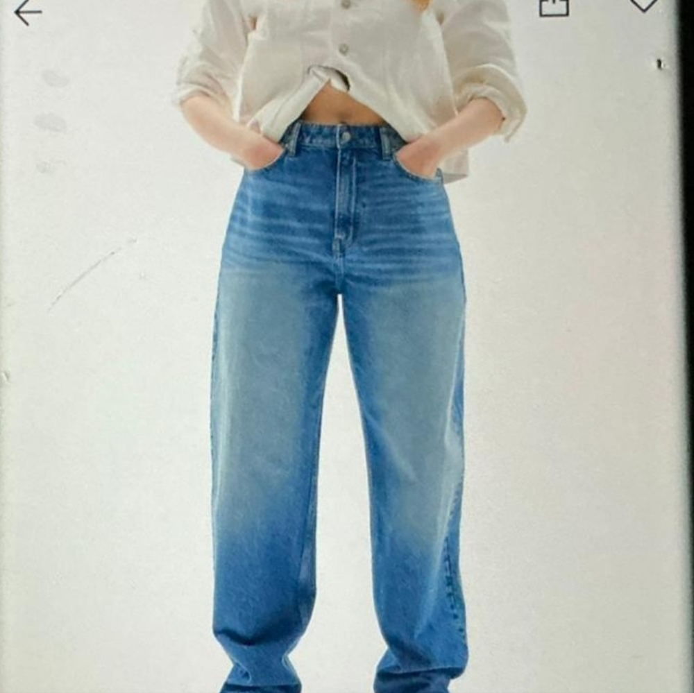 EUC H&M Blue High Rise Jeans Relaxed Fit-Balloon Leg